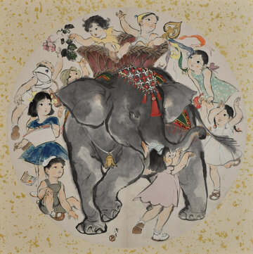 川端龍子《百子図》1949（昭和24）年　大田区立龍子記念館蔵