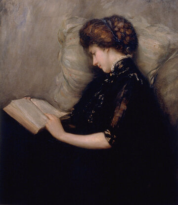 石橋和訓《美人読詩》1906年　島根県立美術館蔵